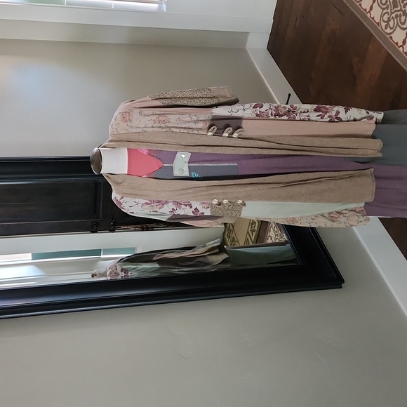 Brown Floral Flyaway Coat Sweater  Jacket - Picture 1 of 5